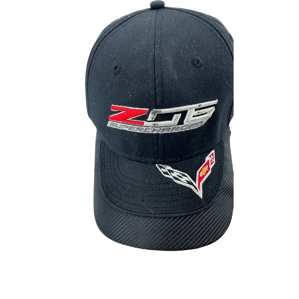 Ralph White Corvette Z06 Supercharged Hat Men Black Racing Carbon Fiber Brim